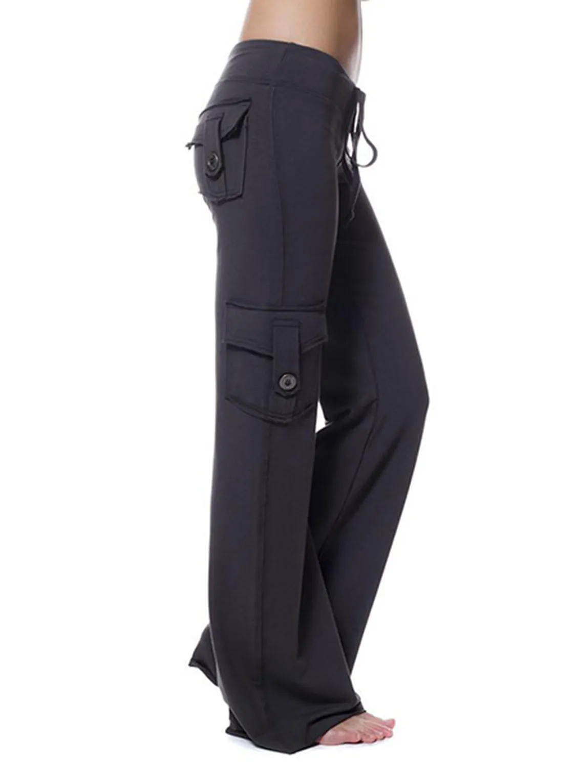 Mid Waist Pants with Pockets XS-XL