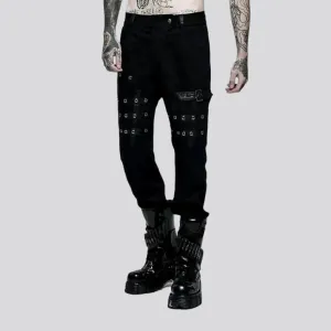 Mixed-fabrics rivet jeans for men