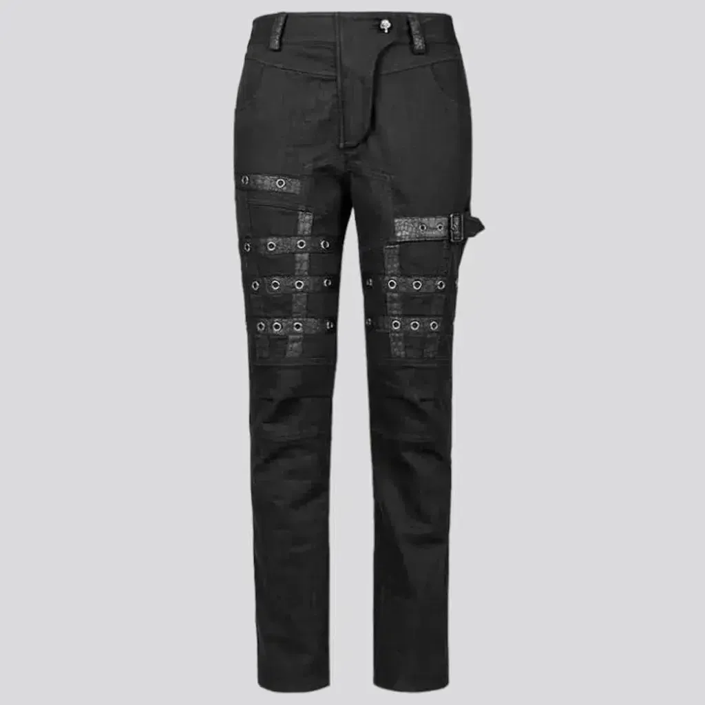 Mixed-fabrics rivet jeans for men