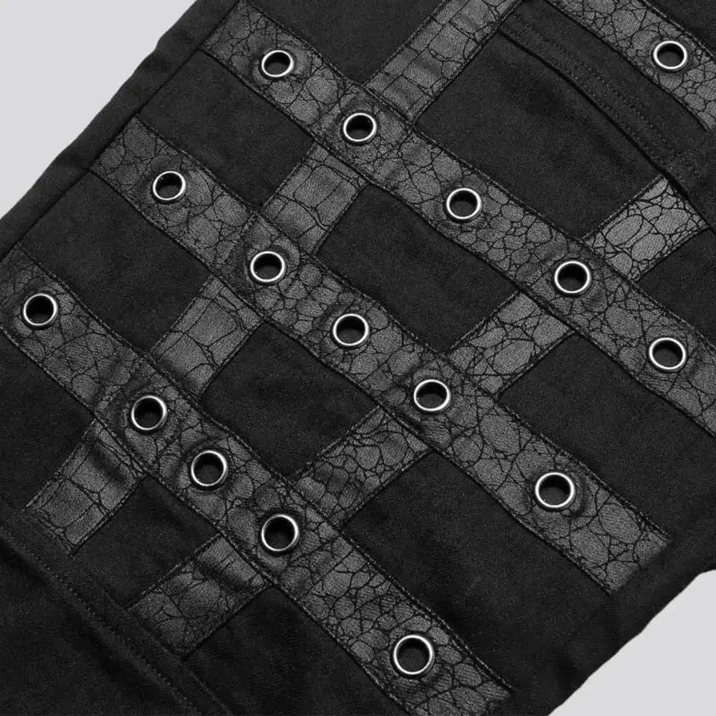 Mixed-fabrics rivet jeans for men
