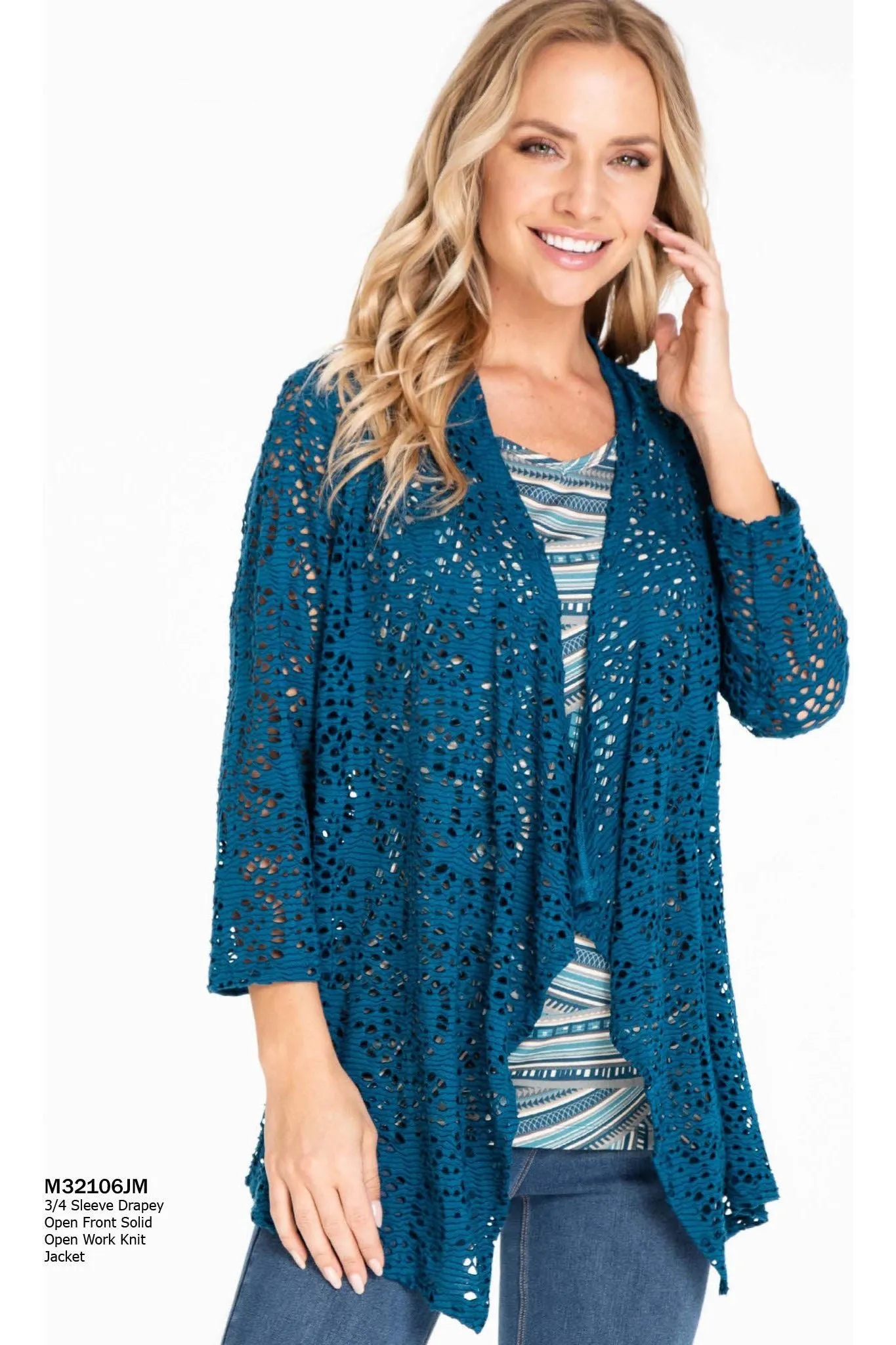 Multiples - 3/4 Sleeve Knit Drapey Open Front - Multiple Colors! -  M32106JM/JW