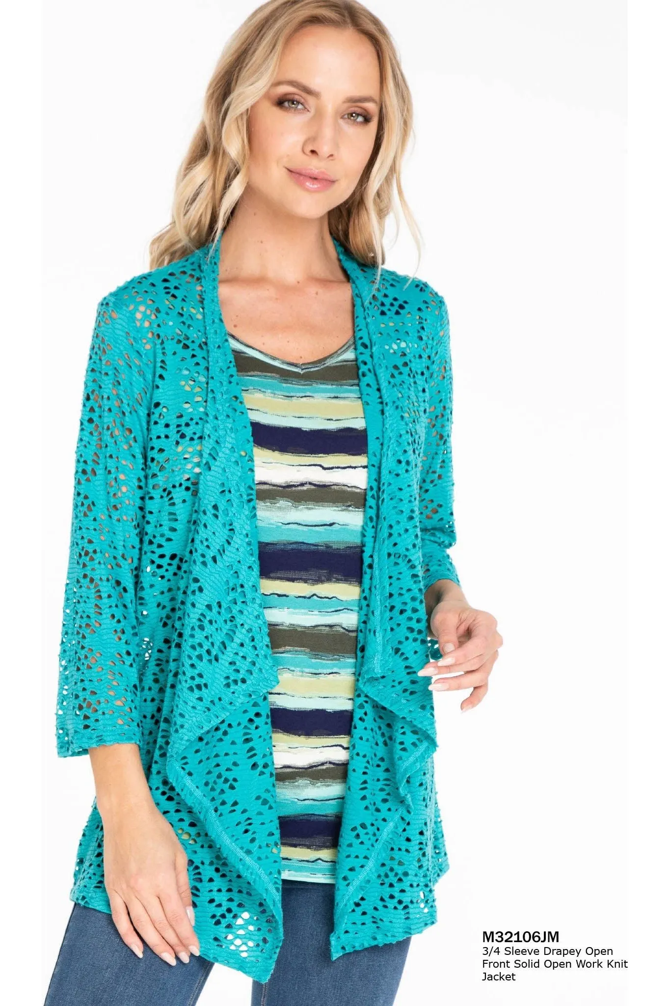 Multiples - 3/4 Sleeve Knit Drapey Open Front - Multiple Colors! -  M32106JM/JW
