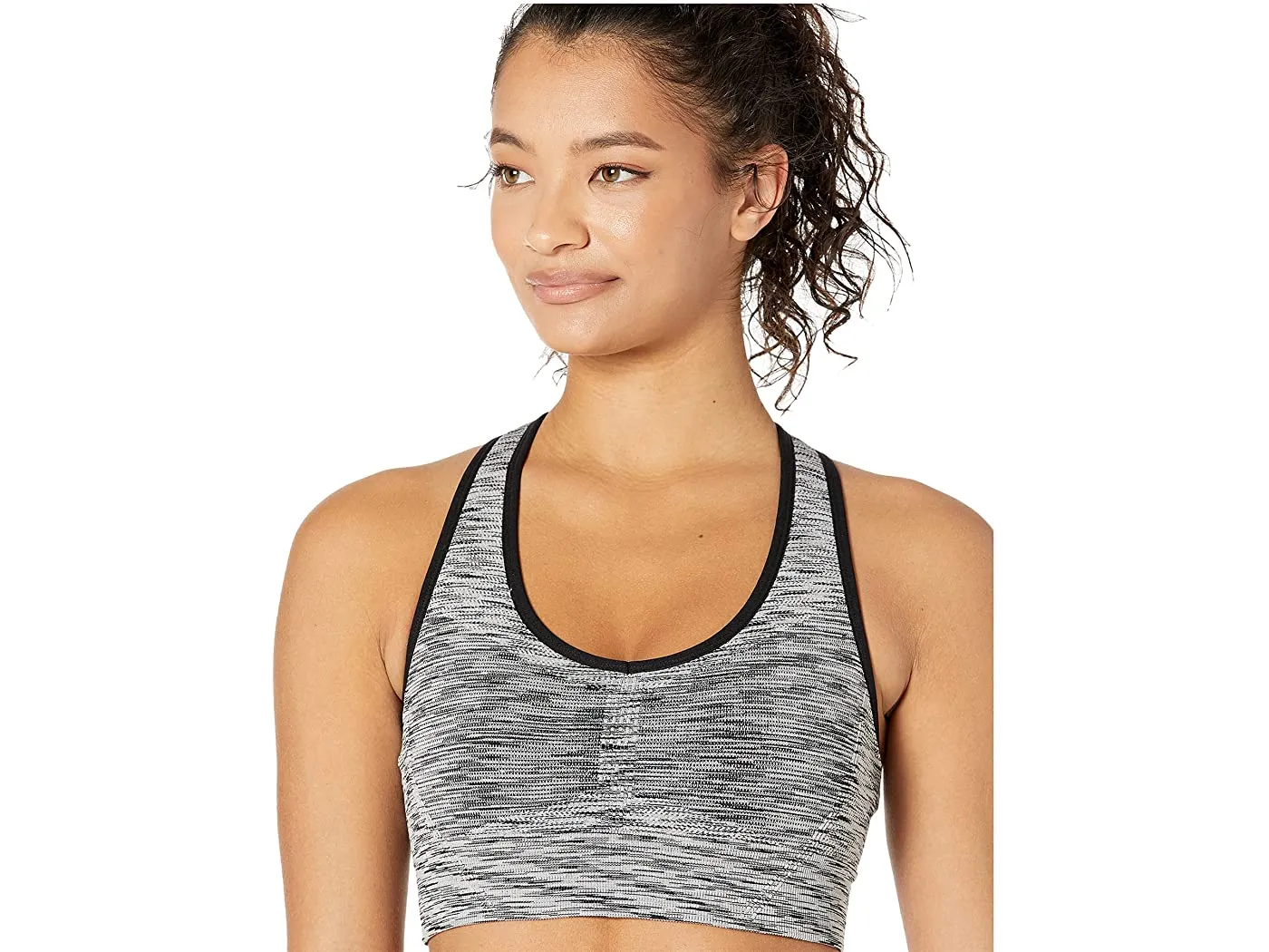 New Amazon Essentials Women's Light-Support Seamless Racerback Sports Bra with removable cups in Space Grey, Sz S