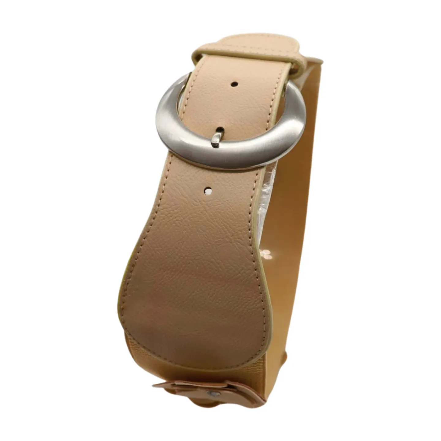 New Women Beige Elastic Waistband Wide Fashion Belt Hip High Waist Flowers Adjustable Size S M