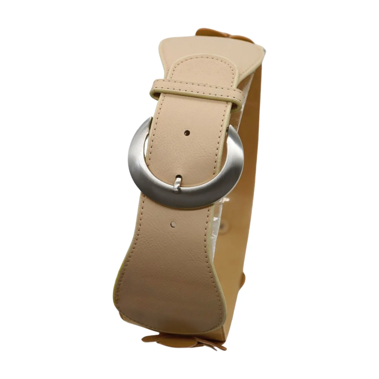 New Women Beige Elastic Waistband Wide Fashion Belt Hip High Waist Flowers Adjustable Size S M