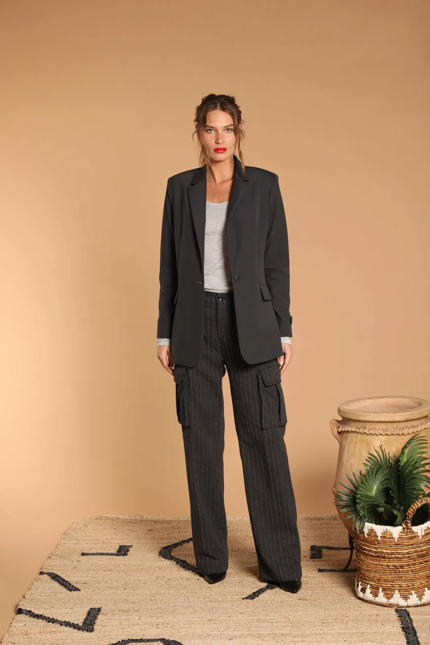 New York Wide Pinces women's chino pants with a striped design featuring lurex straight fit