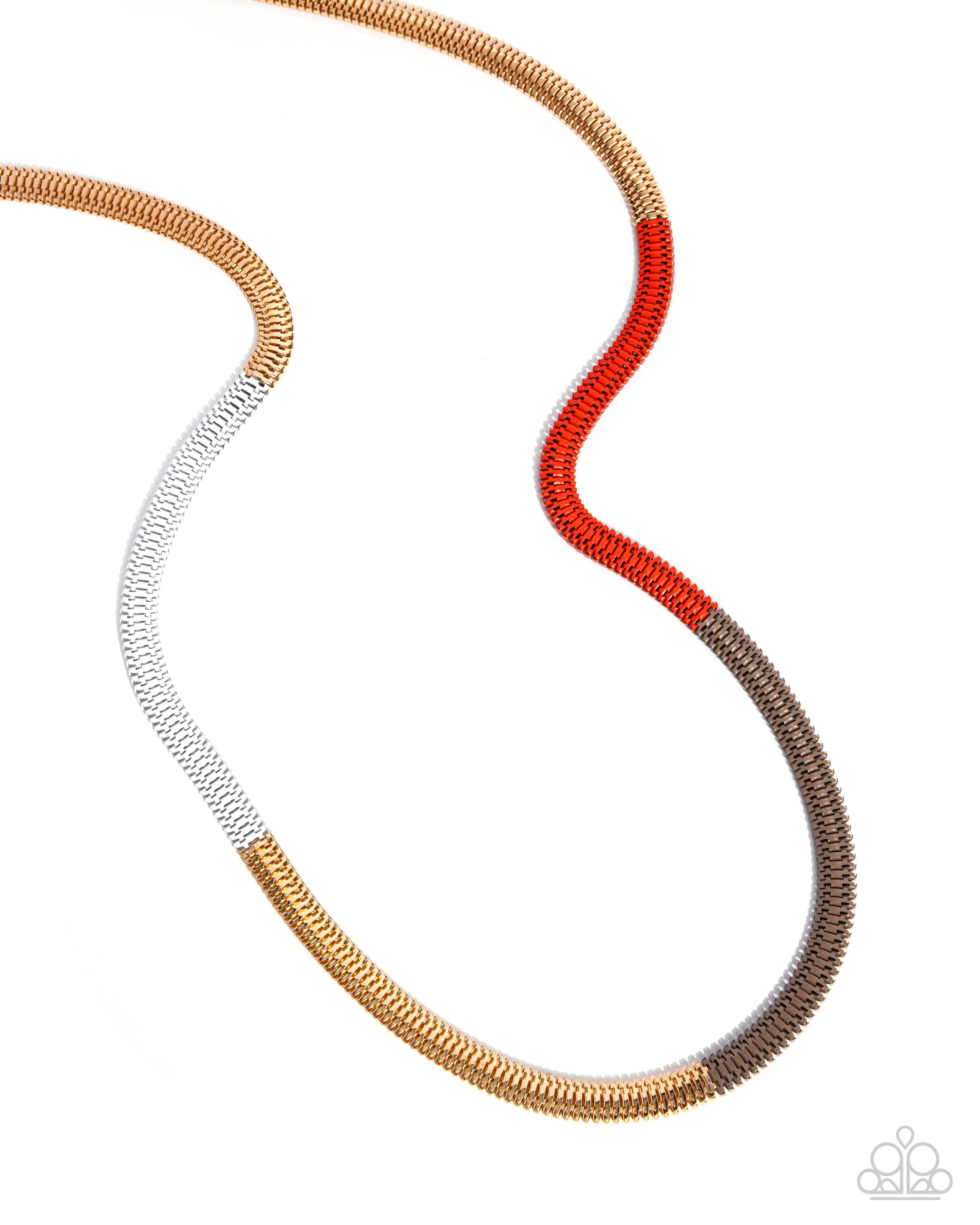 Paparazzi Patterned Pageantry - Orange Necklace