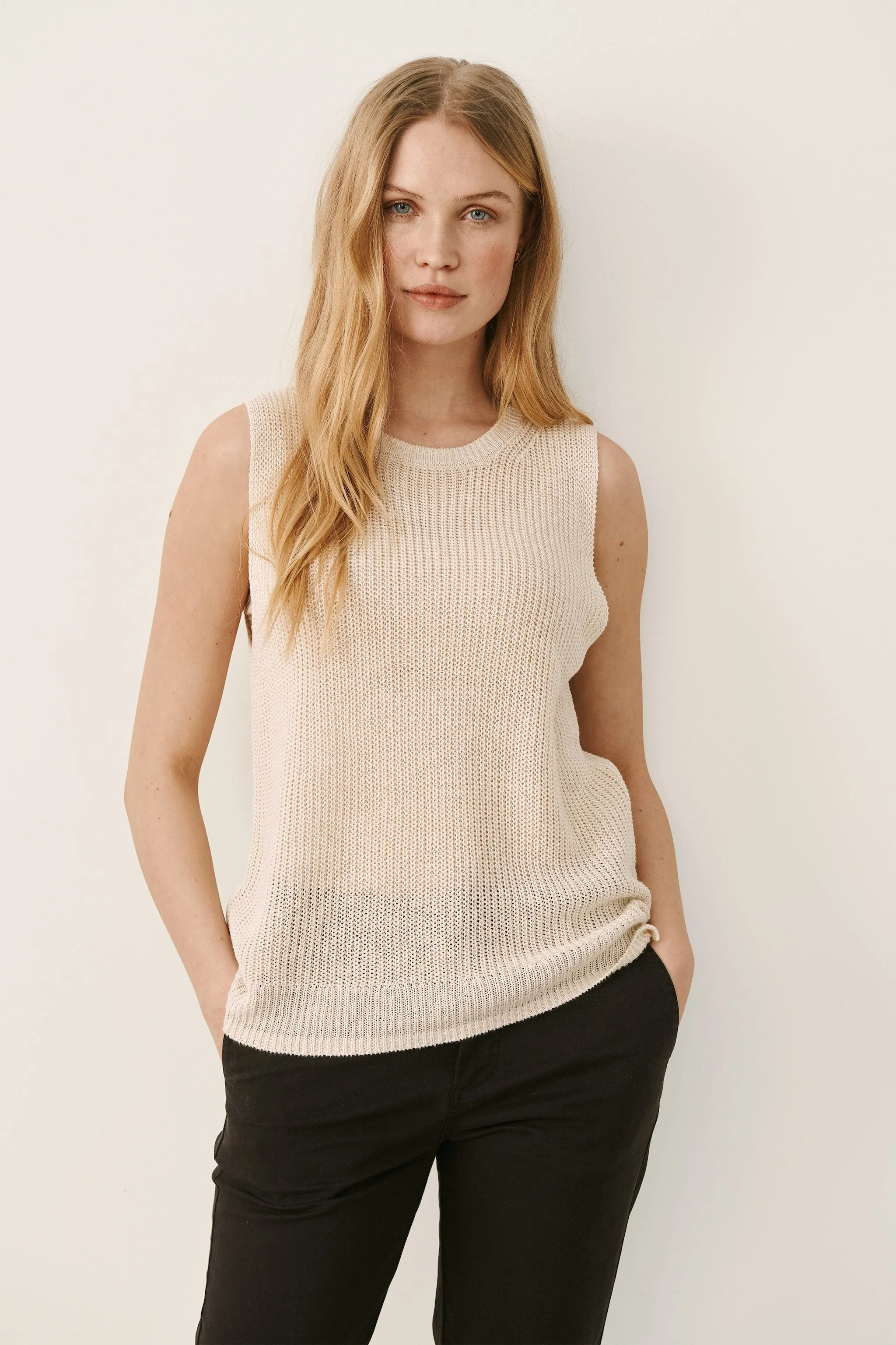 Part Two Inia Knitted Top/Waistcoat (Whitecap Grey) - FINAL SALE