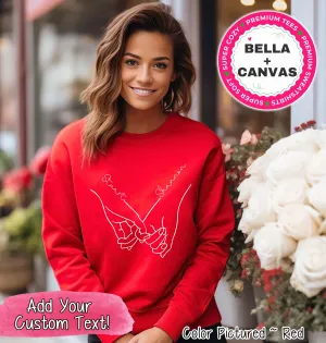 Personalized Holding Hands Couple Valentine Tee or Sweatshirt