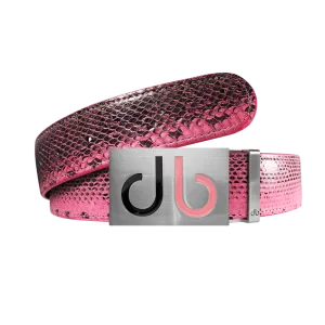 Pink snakeskin leather strap with Double infill black and pink buckle
