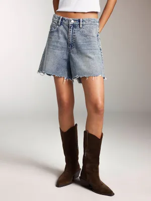 Printed Denim Shorts