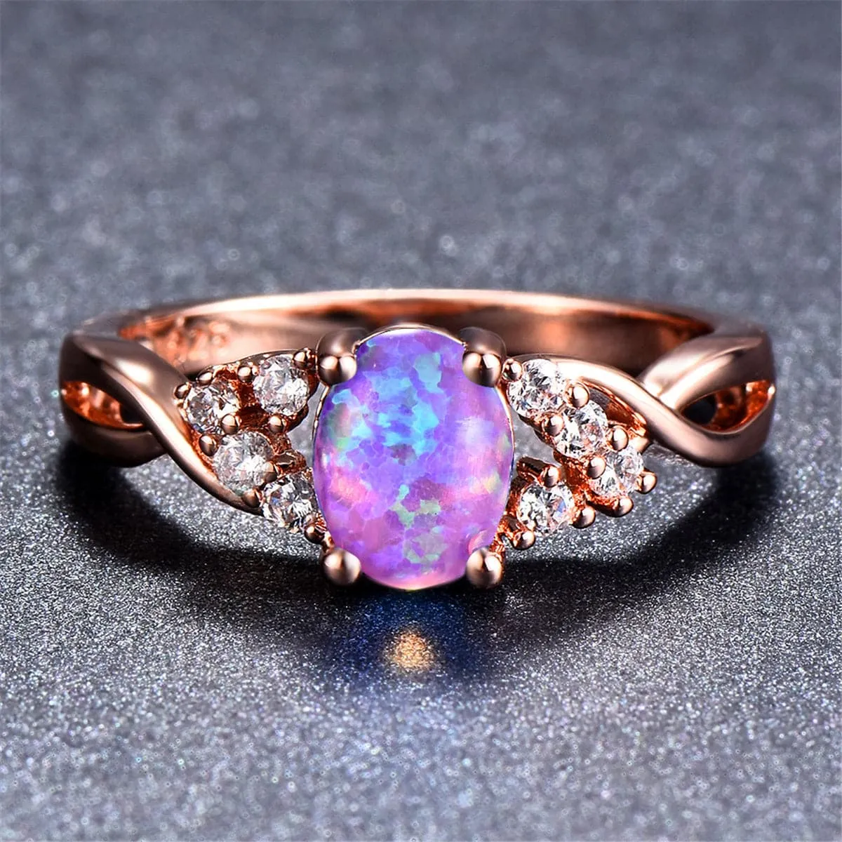 Purple Opal & 18K Rose Gold-Plated Twist Ring