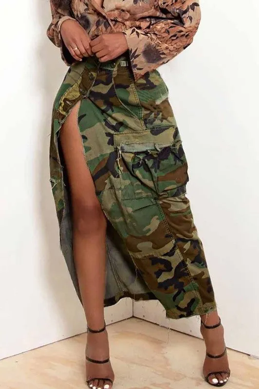 "Camilitary" Maxi Skirt