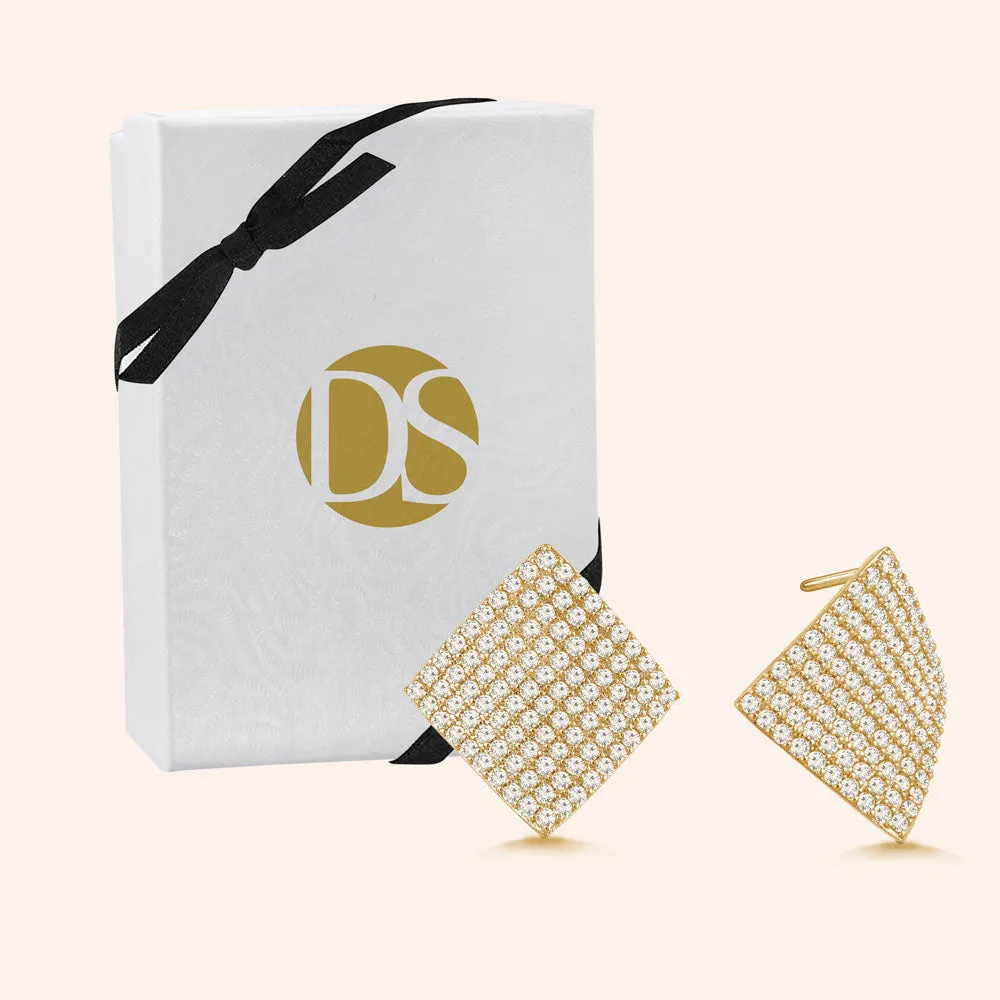 "Glitz and Glam"  4.6ctw Pave Concave Diamond Shape Post Earrings