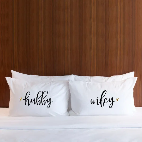 "Hubby, Wifey" Pillow Case Set