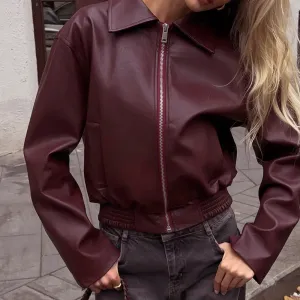 REALAIOT F24TP289 2025 women's clothing autumn and winter locomotive style leather jacket fashionable loose cardigan jacket wholesale