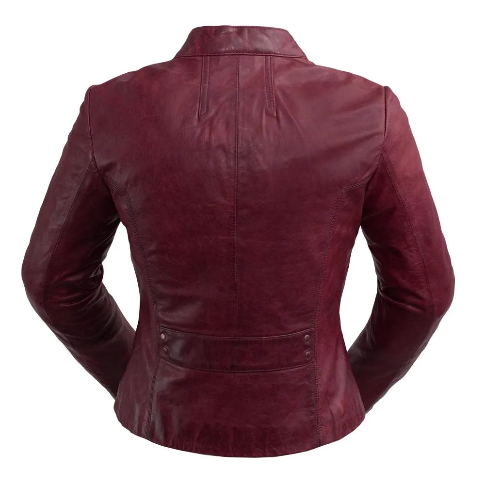 Rexie - Women's Fashion Leather Jacket (Sangria)
