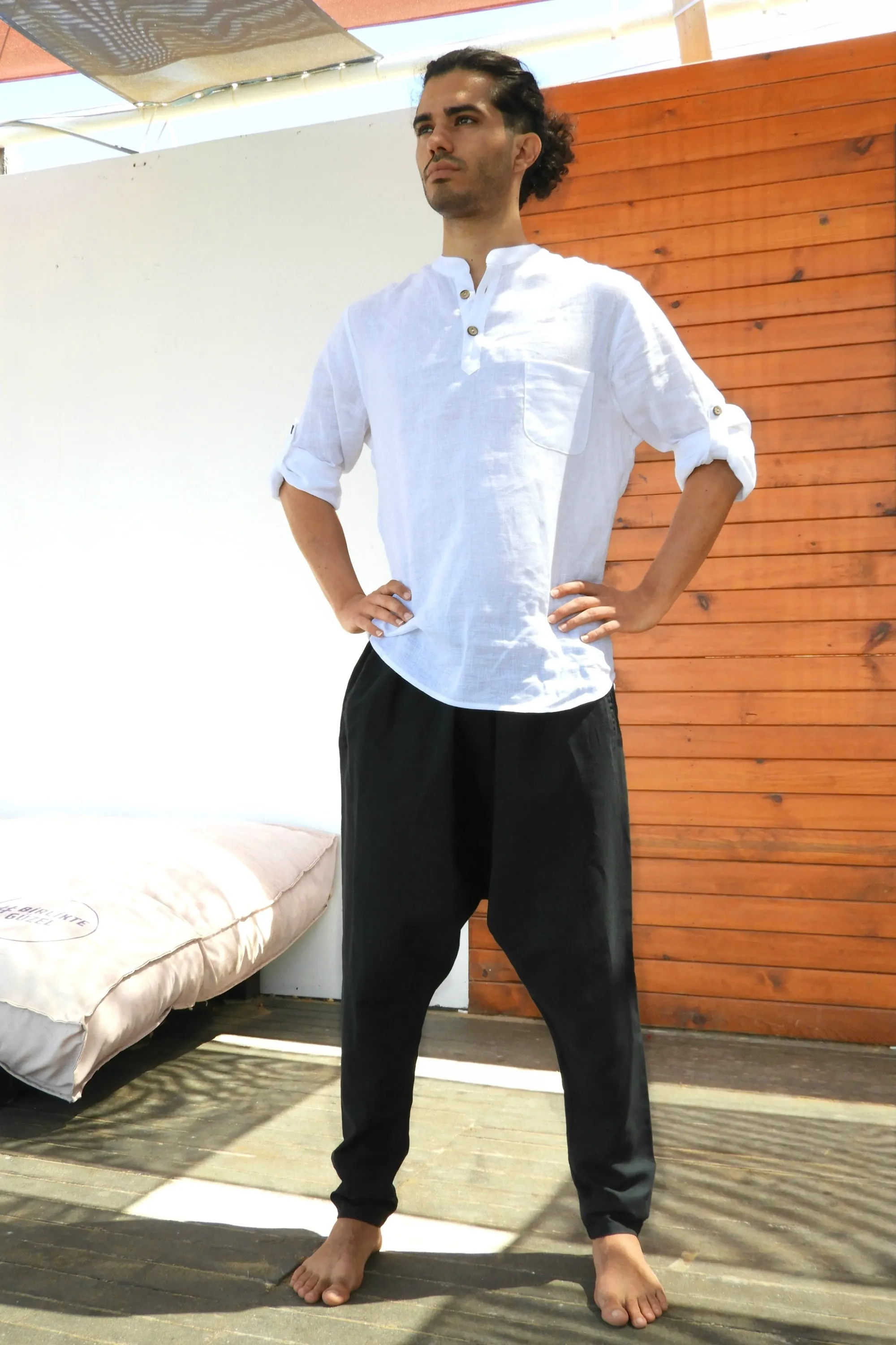 ROOTS Men's Linen Harem Pants, Black