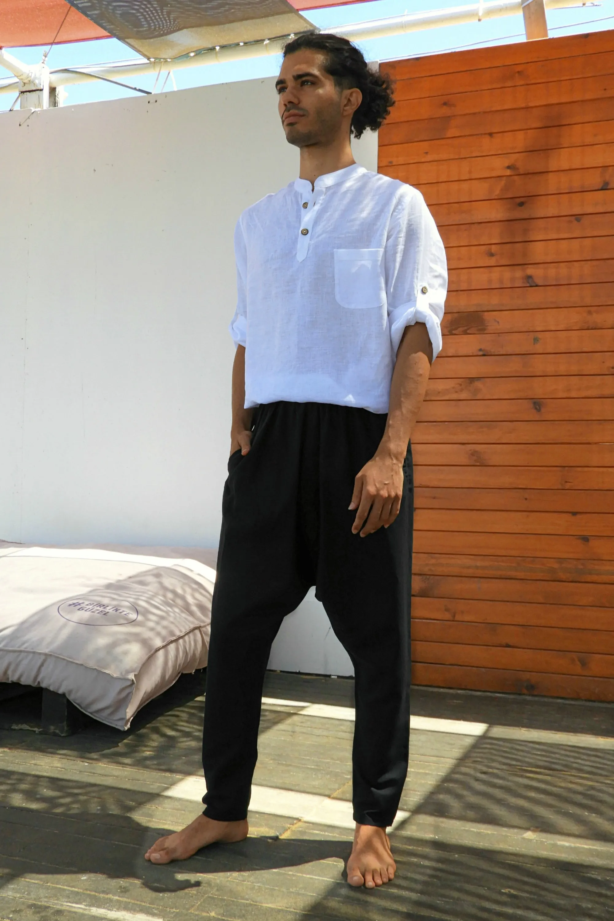 ROOTS Men's Linen Harem Pants, Black