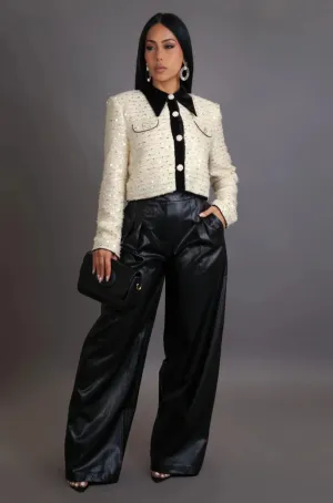 Sandro Sequin Jacket and Vegan Leather Pants Set