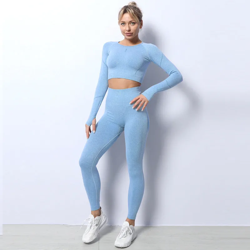 Seamless Breathable Yoga Set Fitness Sports Set ( 2 Piece )