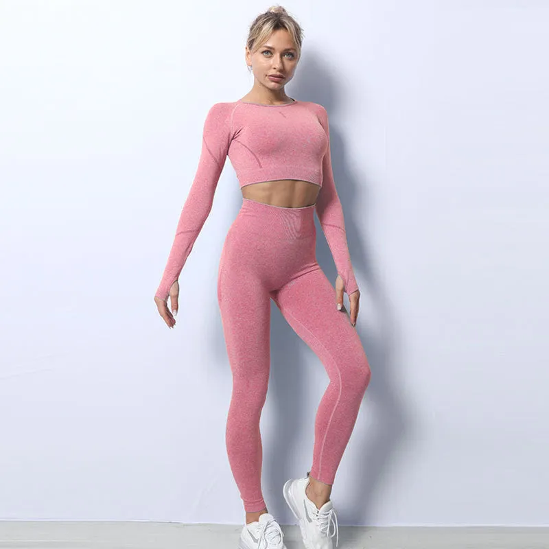 Seamless Breathable Yoga Set Fitness Sports Set ( 2 Piece )