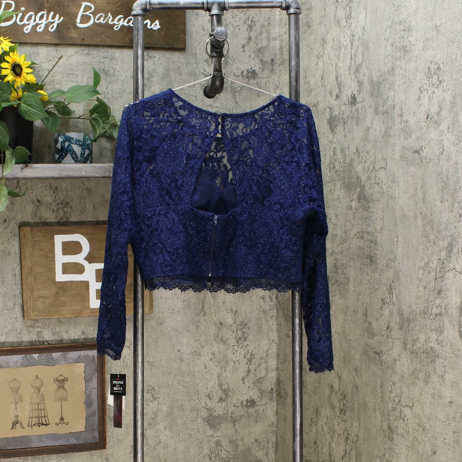 Sequin Hearts Women's Trendy Plus Size Lace Glitter Top