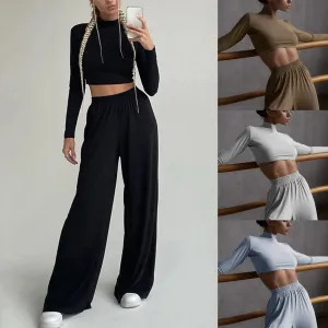 Sexy Women'S Sports Casual Suit Solid Color High Waist Slim Tight Identity Female Clothing Two Piece Set Conjuntos De Pantalones