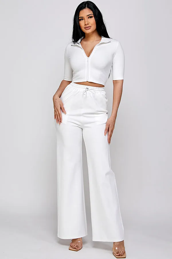 Short Sleeve Track Jacket and Pants Set