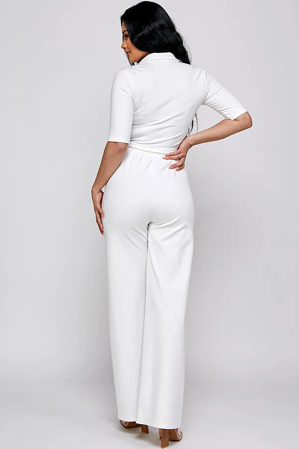 Short Sleeve Track Jacket and Pants Set