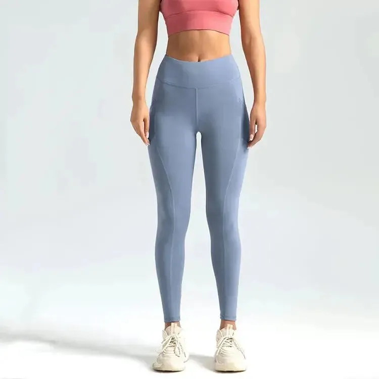 Solid High-Waisted scrunched butt leggings Yoga Gym Pants Customizable Logo Fitness Leggings with Pockets