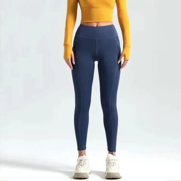 Solid High-Waisted scrunched butt leggings Yoga Gym Pants Customizable Logo Fitness Leggings with Pockets