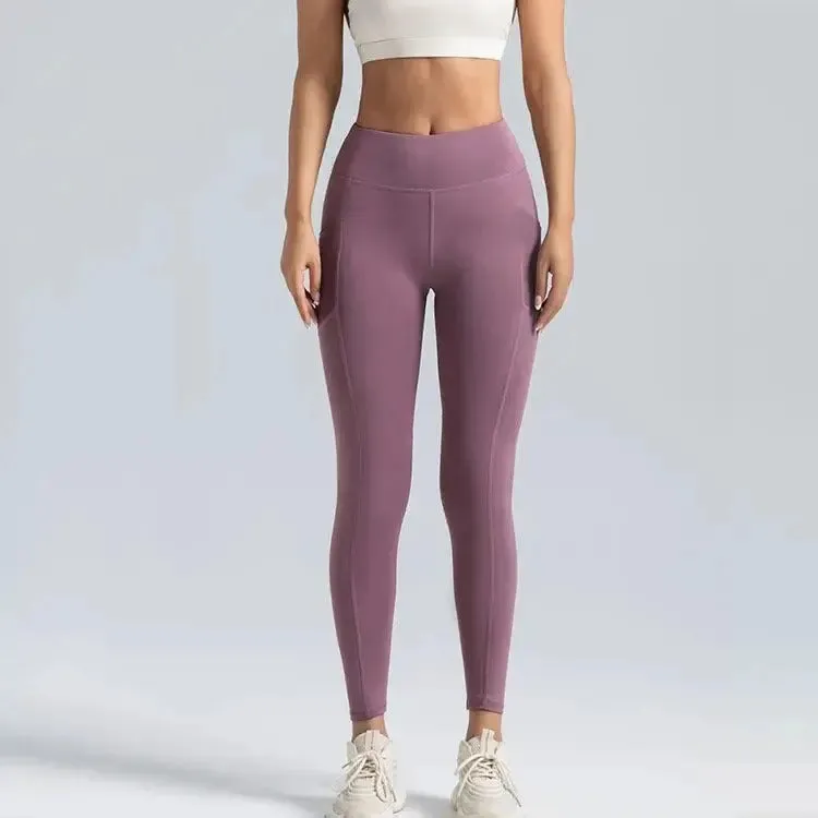 Solid High-Waisted scrunched butt leggings Yoga Gym Pants Customizable Logo Fitness Leggings with Pockets