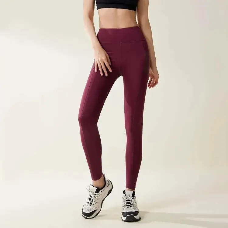 Solid High-Waisted scrunched butt leggings Yoga Gym Pants Customizable Logo Fitness Leggings with Pockets
