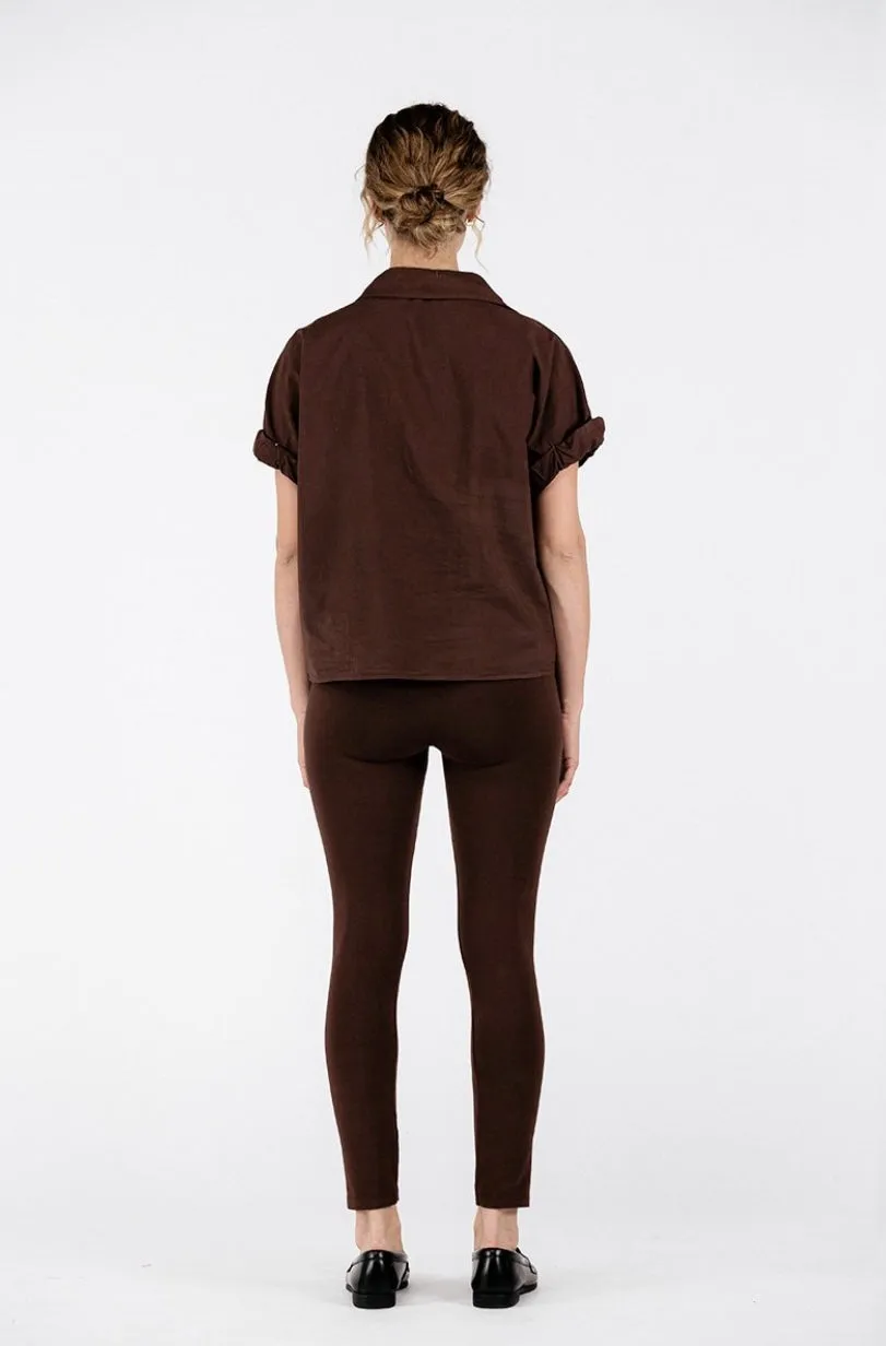 Stateside Poplin Front Twist Button Up Shirt
