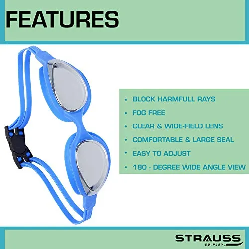 Strauss Swimming Goggles Set, (Blue)