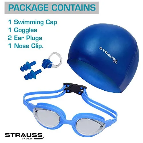 Strauss Swimming Goggles Set, (Blue)