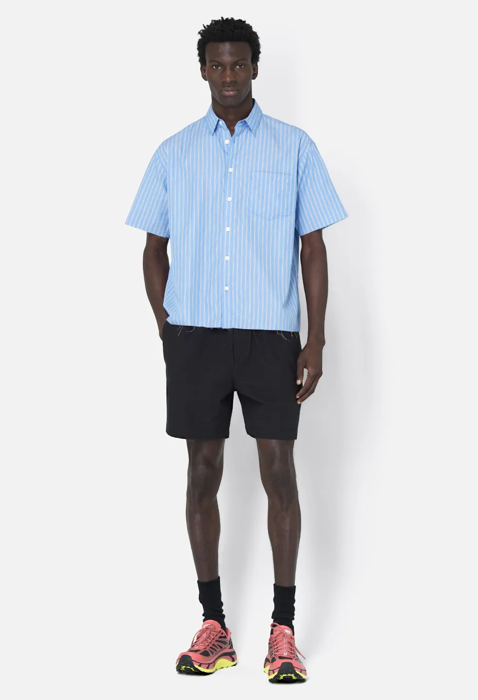 Stripe Poplin SS Hemi / Blue x Black