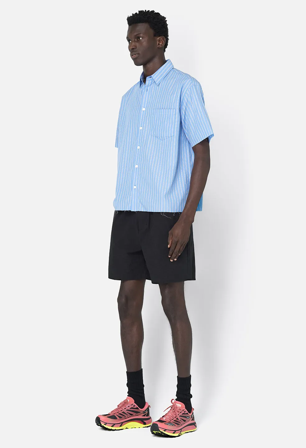 Stripe Poplin SS Hemi / Blue x Black
