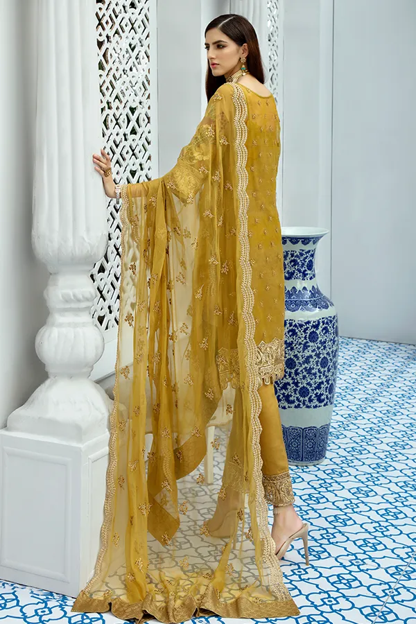 Stunning Organza Dress In Trendy Mustard Olive Color # CA112