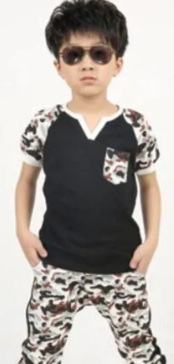 Summer Children's Clothing Set Kids Boys Clothes Set Cotton T shirt   Pants 2 pieces Kid Casual Camouflage Sport Suits