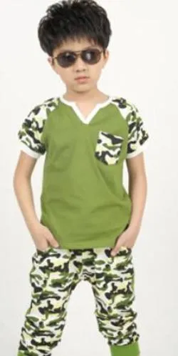 Summer Children's Clothing Set Kids Boys Clothes Set Cotton T shirt   Pants 2 pieces Kid Casual Camouflage Sport Suits