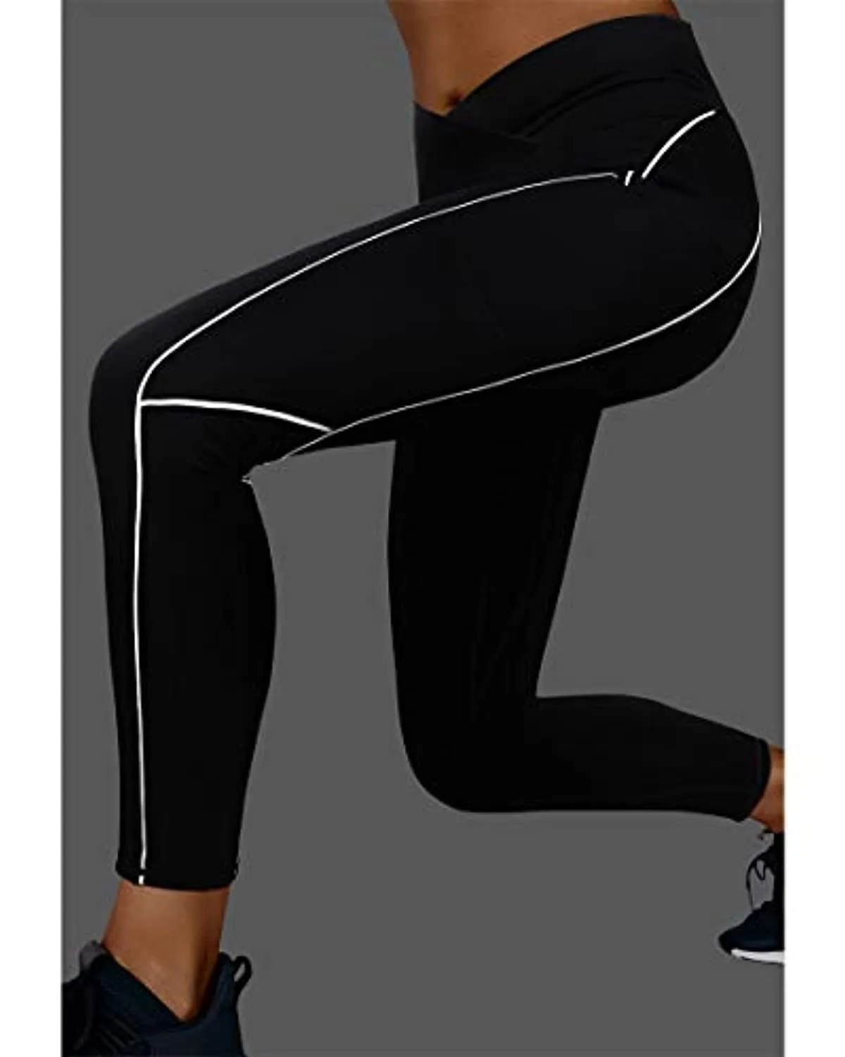 SUUKSESS Women Reflective High Waisted Running Leggings with Pockets Yoga Pants