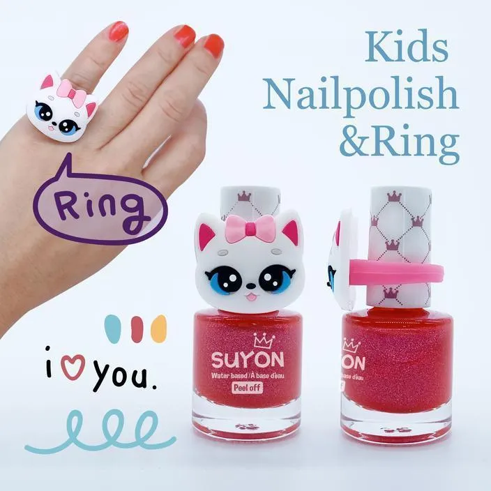Suyon Peel Off Kids Nail Polish - Giraffe, Glitter Pink