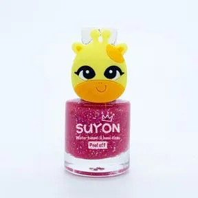 Suyon Peel Off Kids Nail Polish - Giraffe, Glitter Pink