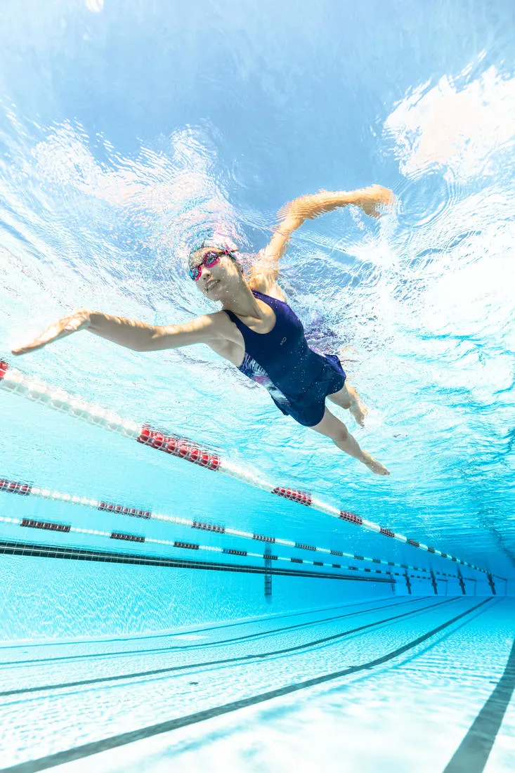 SWIMMING GOGGLES BFIT CLEAR LENSES - BLUE / PINK