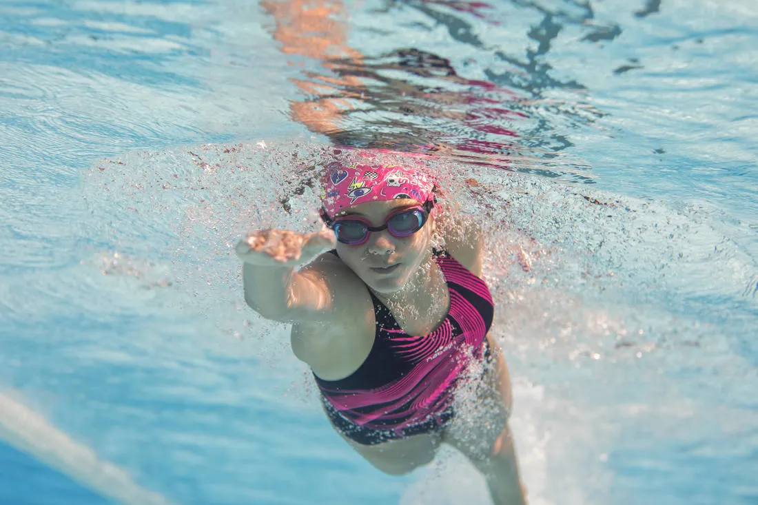 SWIMMING GOGGLES BFIT CLEAR LENSES - BLUE / PINK