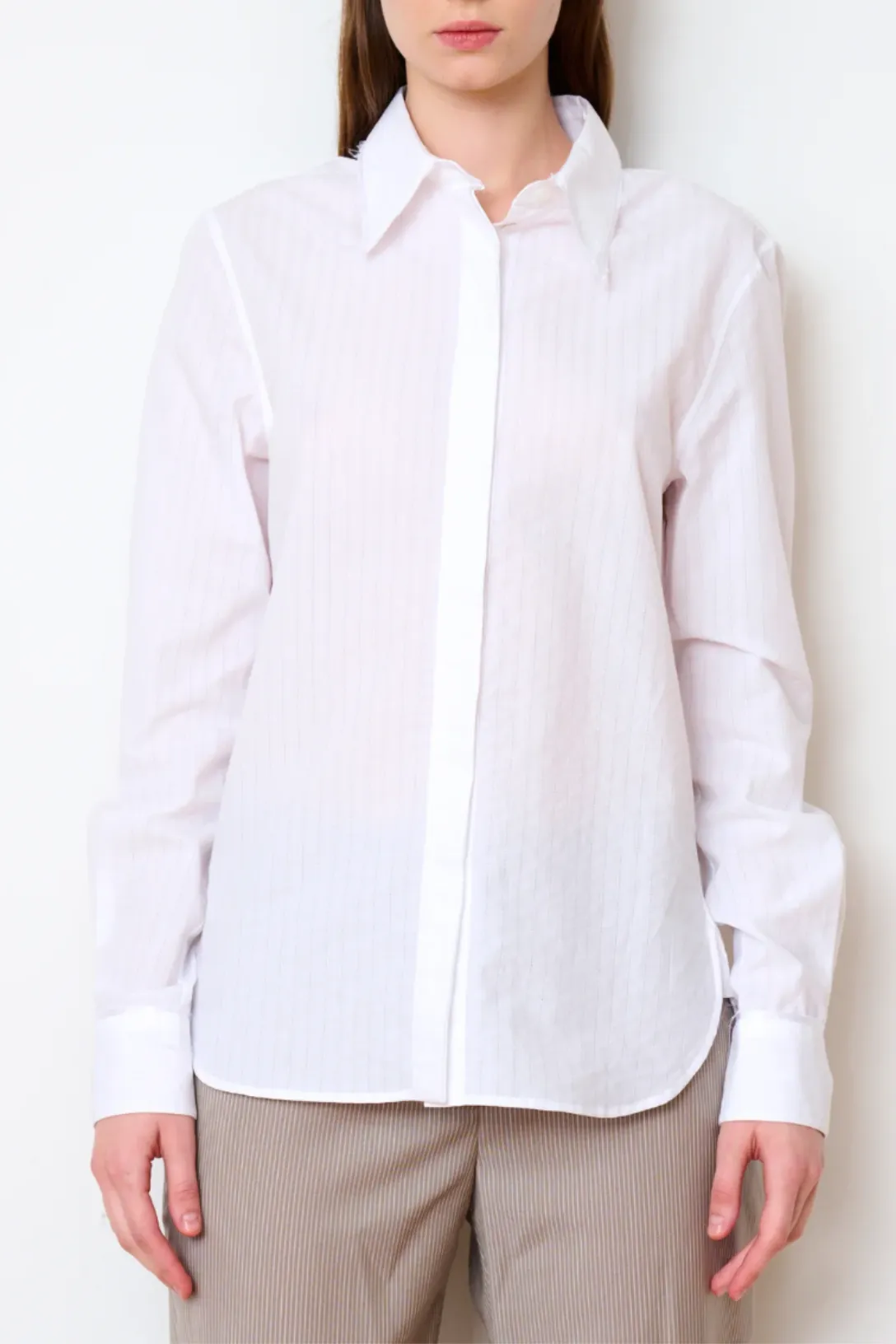 The Madison Shirt | White Pinstripe