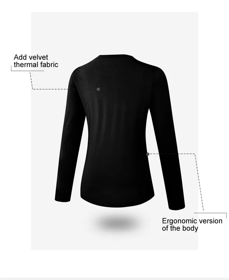 Thermal Sports Suits Women Workout Yoga Set Fitness Clothing High Waist Running Pants Gym Leggings Long Sleeve Crop Top Shirts