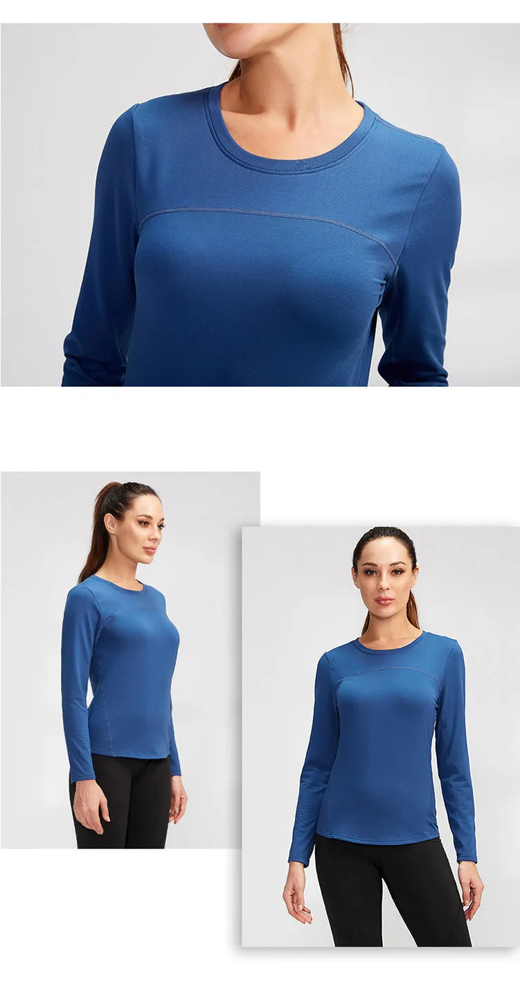Thermal Sports Suits Women Workout Yoga Set Fitness Clothing High Waist Running Pants Gym Leggings Long Sleeve Crop Top Shirts